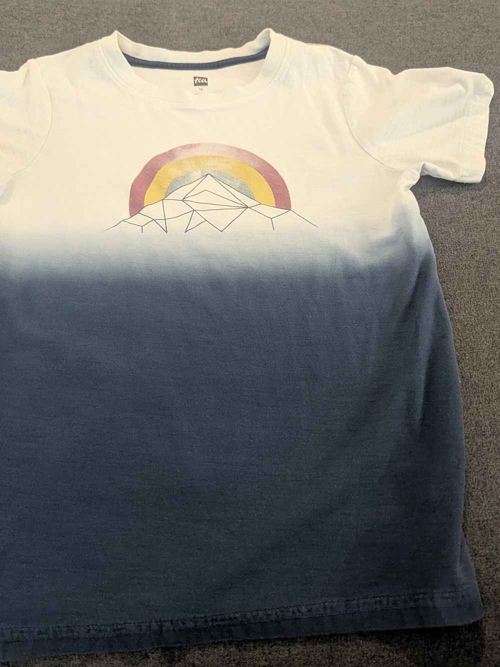 Tea Collection Kids Ombre Mountain Tee with Rainbow Graphic - White & Blue